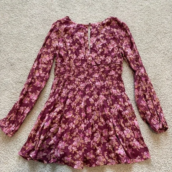 Free People Keep You Mine Dress Womens S Purple Floral Boho Cottagecore Romantic - Picture 6 of 7